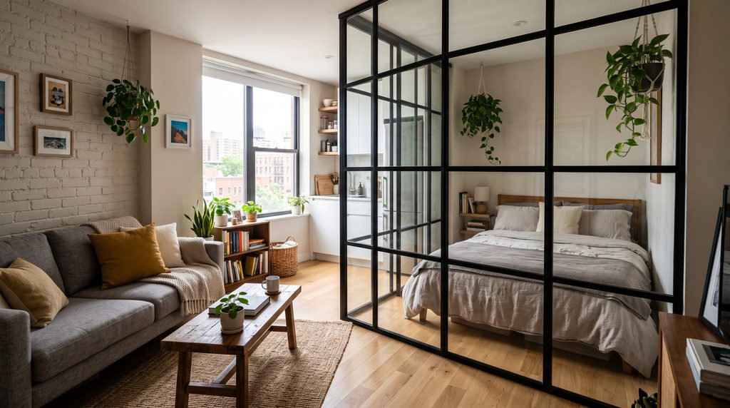 Confira ideias de plantas de apartamento de 35m² com divisórias de vidro para separar ambientes sem perder luminosidade nem sensação de amplitude.
