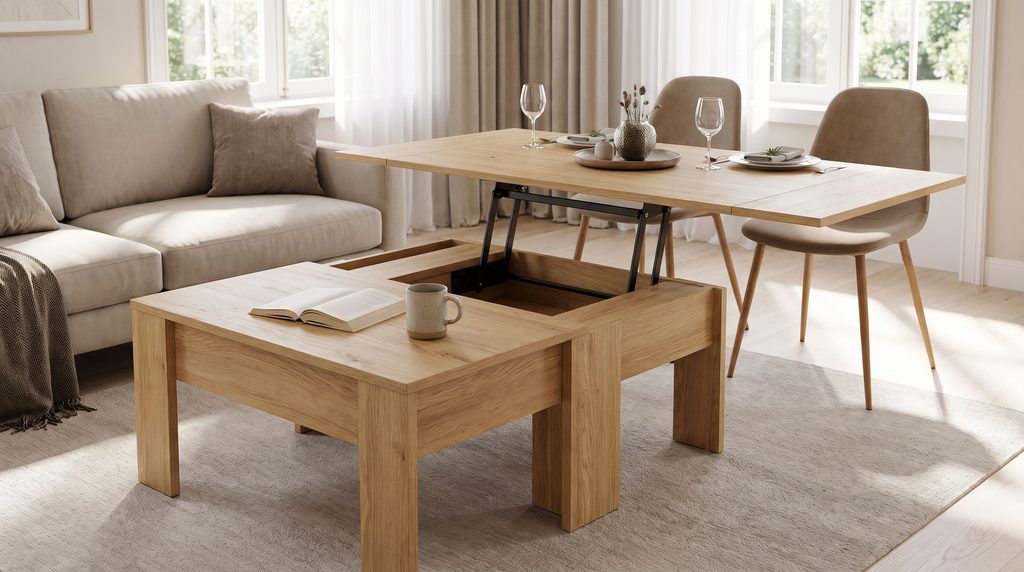 Mesa de centro que vira mesa de jantar é boa opção para apartamento pequeno? Veja vantagens, problemas reais de uso e quando vale a pena.